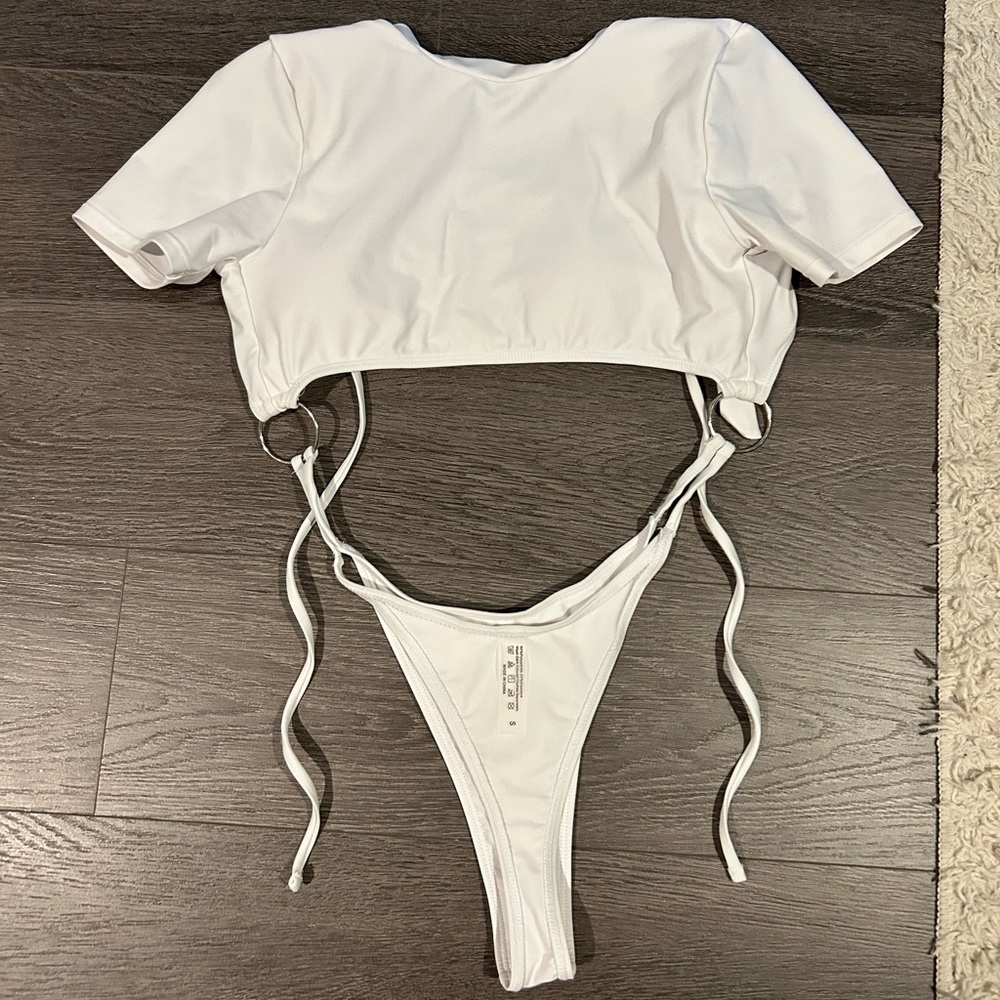 White one piece bikini